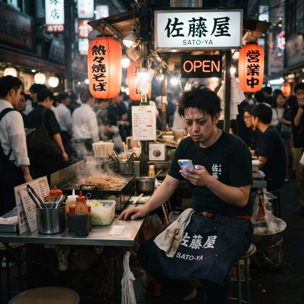 営業活動に追われる出店者